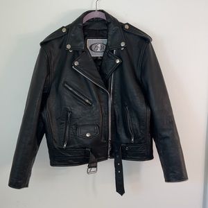 Womens Size 14 Vintage Black Leather Z1R Motorcycle Quilted Jacket